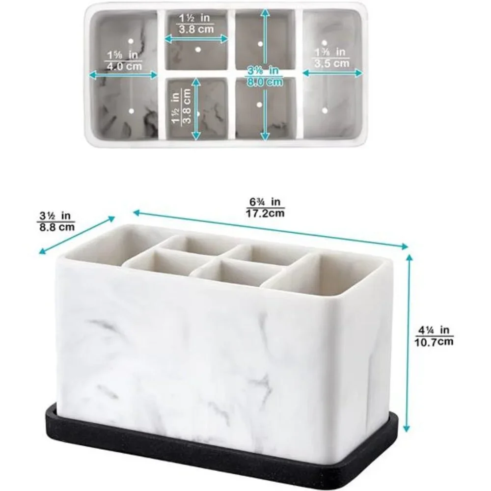 Large Electric Toothbrush Holder – Marble Bathroom Organizer with Drain Tray